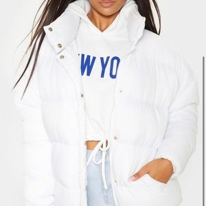 Pretty Little Thing White Oversized Puffer